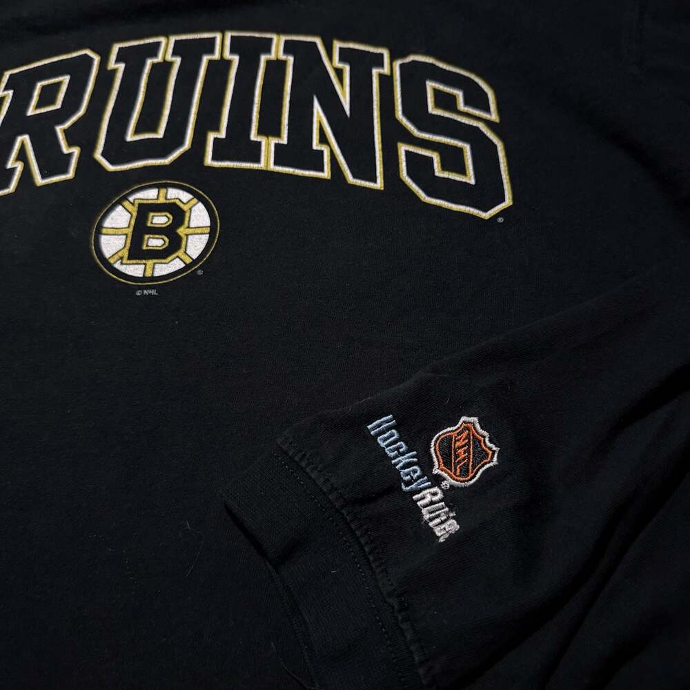 Vintage Y2K Boston Bruins HockeyRules NHL Black Crewneck Sweatshirt XL - Picture 3 of 3